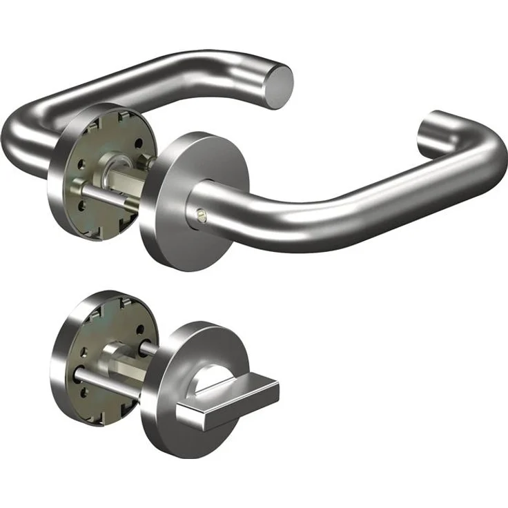 Ogro CORE8100, Türgriff + Türgarnitur aus Edelstahl mit matter Oberfläche, U-Form, für Türstärken 37-42 mm, DIN links/rechts, Klasse 4 nach DIN EN 1906