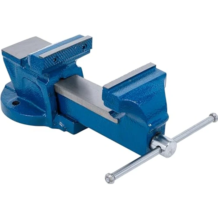 BGS 58255 Parallel-Schraubstock, 80 mm Spannbacken, Ambossfläche, gehärtete Backen, vorgebohrte Löcher, blau – Bild 3