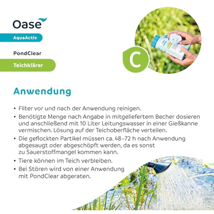 Oase 43140 AquaActiv PondClear Teichklärer 500 ml - sofort wirkende Teichpflege bindet Schwebealgen und wirkt gegen nicht filtrierbare Verunreinigungen im Teich Schwimmteich Koiteich – Bild 5