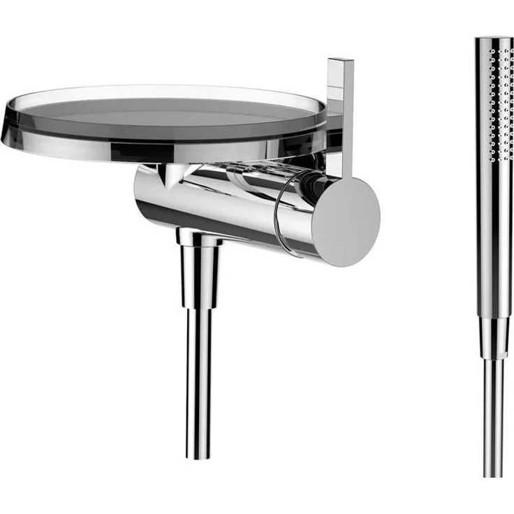Laufen Badarmatur H3313390041411, Temperaturbremse, Mengenbremse, Handbrause TwinStick, Disc Transparent, Kunststoffschlauch 1800 mm, Ersatzdisc in vier Farben, UBA-Anforderung, UBA-Positivliste