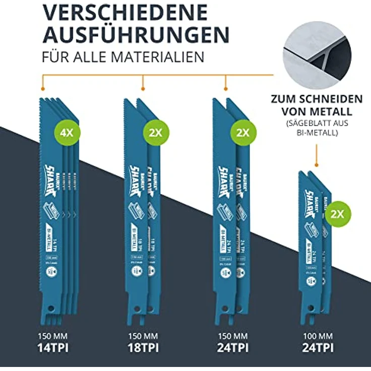BAURIX® Säbelsägeblätter 35 Stück Set, Profi-Sägeblätter für Holz & Metall, 3 bis 24 TPI, passend für Bosch, Makita und mehr – Bild 4