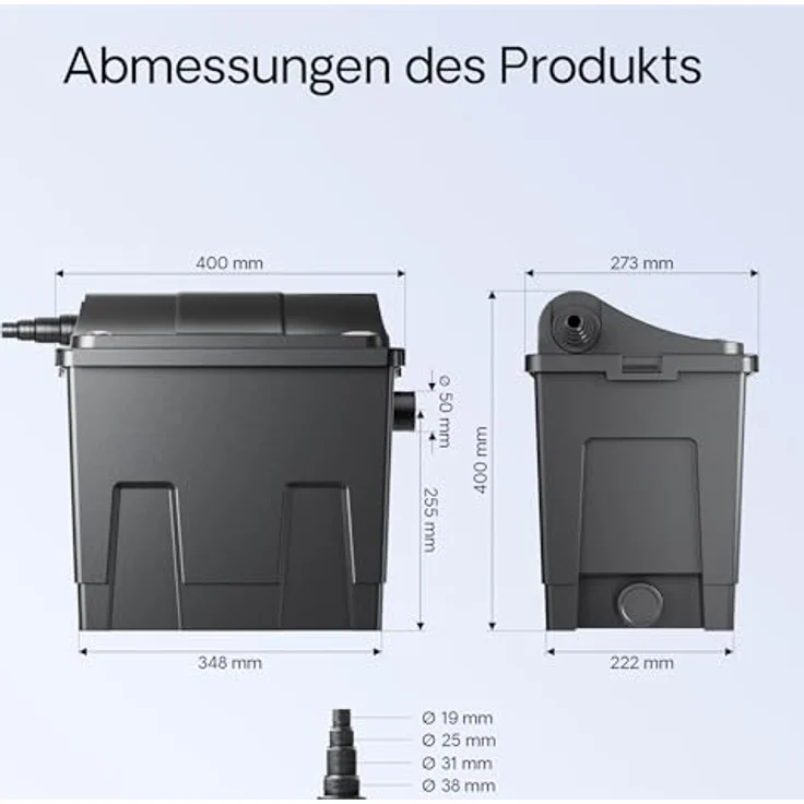 SunSun CBF-200A Bioteichfilter, 1 Kammer-System für Koi Teich, 6.000 l/h, inkl. Filtermaterial, einfache Wartung und Überwachung – Bild 3