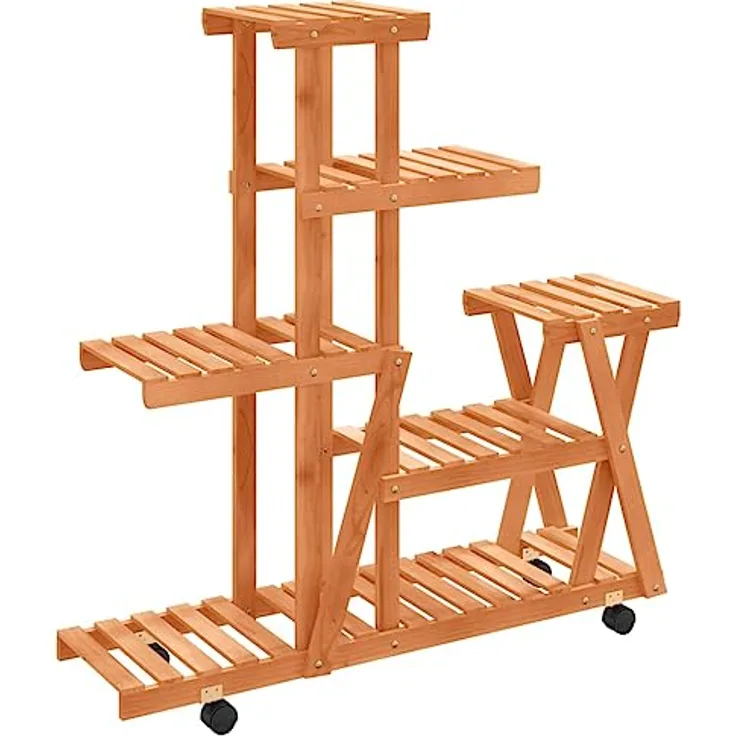 vidaXL Blumenständer mit Rollen 95x25x101 cm Massivholz Tanne