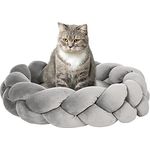 Pawhut Katzenbett waschbar, Hundebett, Hundekissen, Haustierbett, Katzenschlafplatz, Tiermatte, Hundesofa, Donut Kissen für kleine Hunde und Kätzchen, Samt, Ø60 x 18 cm, Grau
