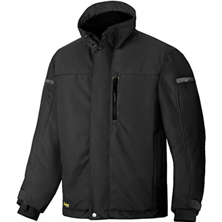 Snickers Workwear Allroundwork Arbeitsjacke gefüttert mit 37.5® Technologie, ergonomischer Schnitt, windschützender Kragen, schwarz, Größe M