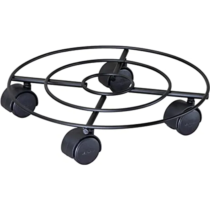 Wagner Pflanzenroller Draht GH 0943, Schwarz Matt, Ø 30 cm, mobile Basis mit wendigen Doppelrollen für Pflanzgefäße