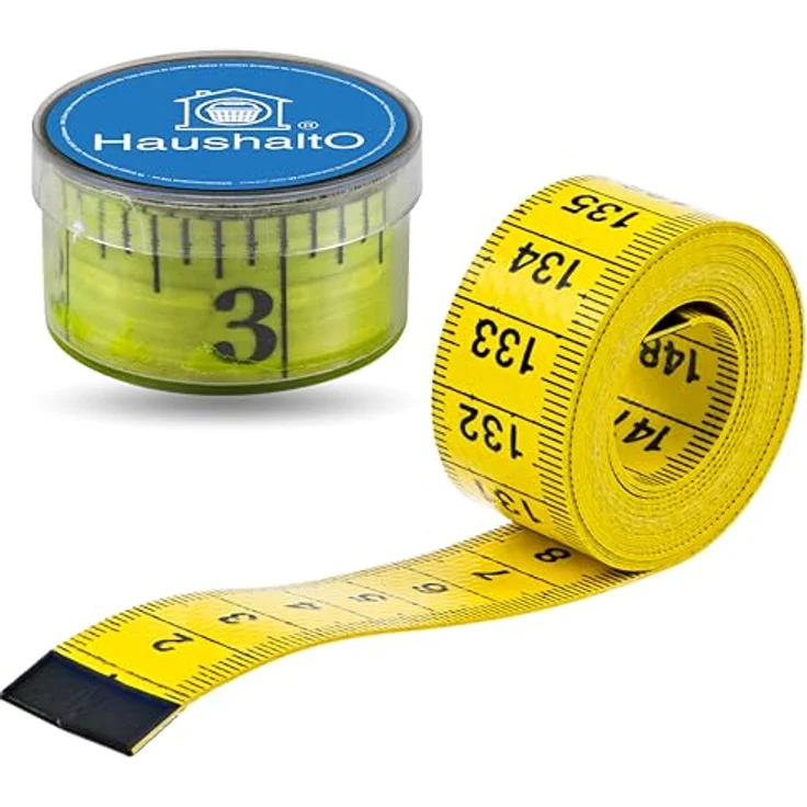 HaushaltO 2 in 1 Maßband 150 cm, präzises Schneidermaßband mit cm- und INCH-Skalierung, inklusive Aufbewahrungsbox – Bild 1