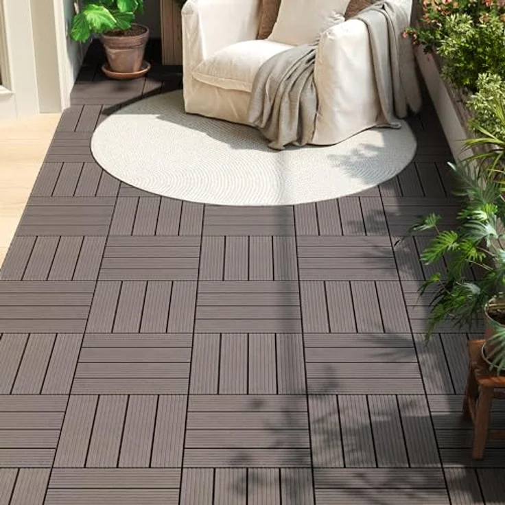 WPC Terrassenfliesen in Holzoptik Bodenbelag mit Klicksystem coffee – Bild 6