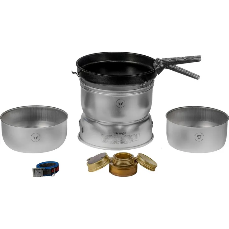 Trangia 25, Campingkocher für 3-4 Personen, Alu-Töpfe, Antihaft-Bratpfanne, ultraleicht, Spiritusbrenner