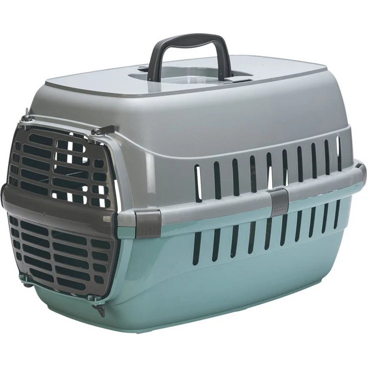 Karlie Tiertransportbox Eco Transportbox Tourist aquamarin für Katzen - umweltschonend und nachhaltig, Kunststoff-Material – Bild 1