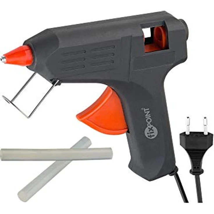 Fixpoint 59176 40W Heißklebepistole für 12mm Klebesticks zum sauberen Kleben den Hobby- und Heimbereich, schwarz – Bild 2