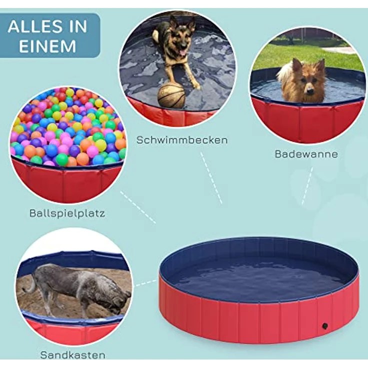 PawHut Hundebadewanne Hundepool Badewanne Swimmingpool Wasserbecken für Hunde 160 x 30 cm - Preisvergleich – Bild 4