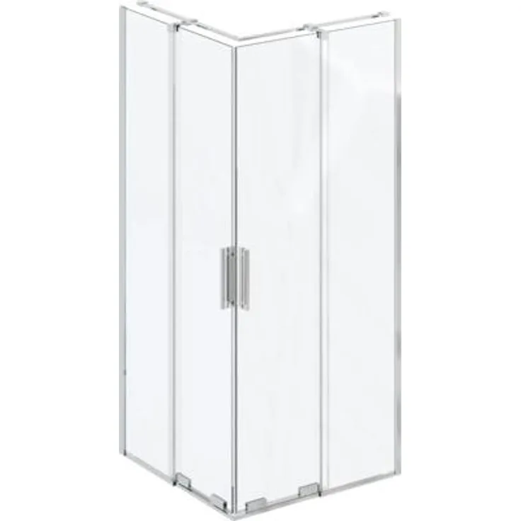 RAVAK Roll Duschkabine mit Eckeingang, 90 x 90 cm, Aluminiumrahmen, klares Glas, Modell X14V70C00Z1