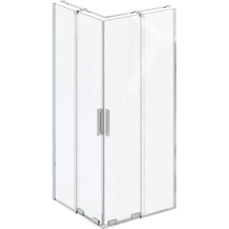 RAVAK Roll Duschkabine mit Eckeingang, 90 x 90 cm, Aluminiumrahmen, klares Glas, Modell X14V70C00Z1