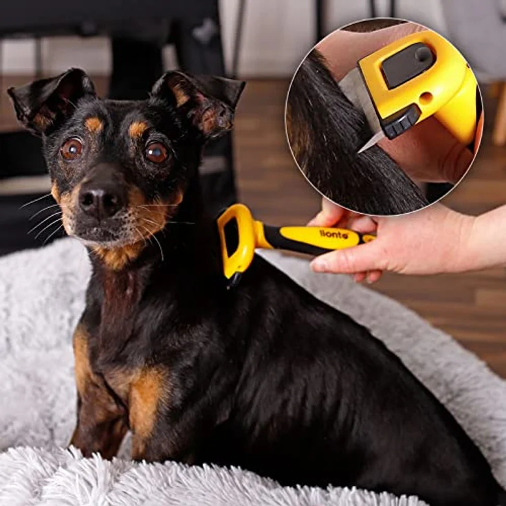 lionto Unterfellbürste für Hunde Hundebürste Unterfellkamm Fellpflegebürste Hundekamm, schmal – Bild 2