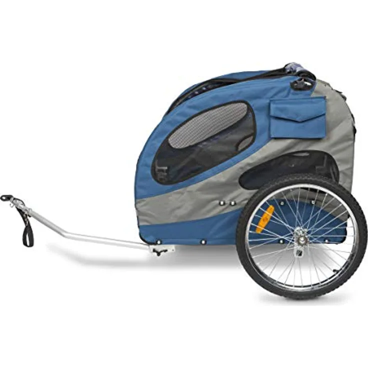 PetSafe Happy Ride Aluminium-Fahrradanhänger für Hunde, Mit Netzfenster und Reflektoren, Größe L, Für Hunde bis zu 13,6 kg