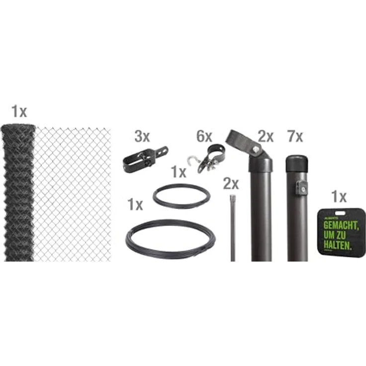 Alberts 697150 Maschendrahtzaun-Komplettset zum Einbetonieren, anthrazit-metallic, 100 cm hoch, 15 m lang, inklusive Kniekissen und Zaunpfosten – Bild 2