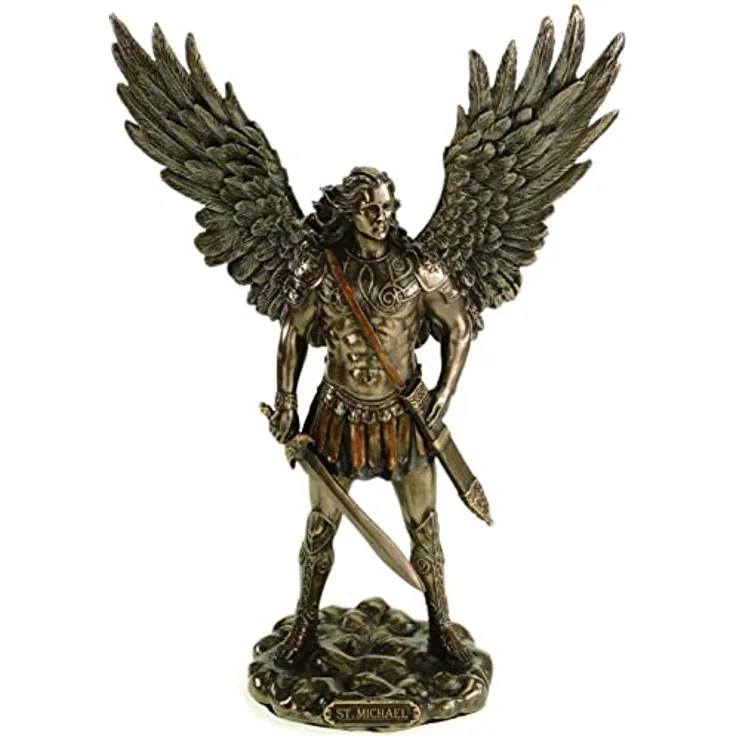 Veronese 708-7496 Erzengel Michael mit Schwert bronziert Skulptur Statue Figur Engel Angel Figurine