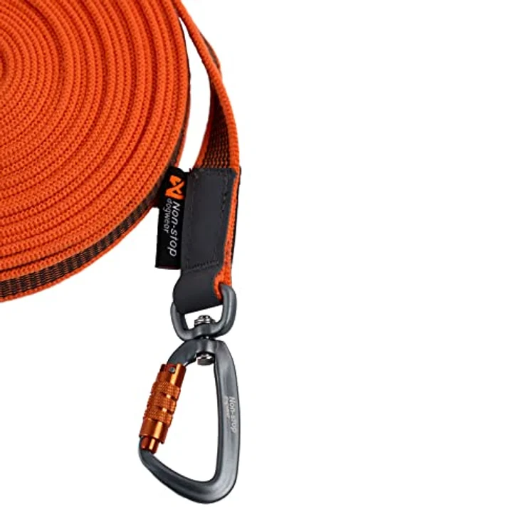 Non-stop dogwear Friction Long line, Schleppleine mit Gummieinsätzen, 10m Länge, 20mm Breite, Twistlock-Karabiner – Bild 3