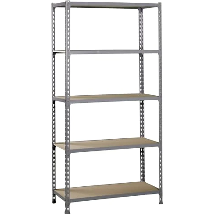 Simonrack Maderclick Mini Metallregal, 180 x 80 x 40 cm, 5 Böden, Traglast 150 kg pro Boden, Stecksystem, grau – Bild 1