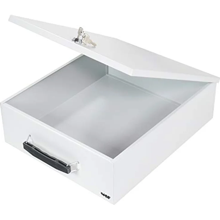 HMF 142-07 Abschließbare XL Dokumentenkassette für Ordner | DIN A4 / B4 | Lichtgrau | Sicher, Robust, Praktisch, Kratzfest – Bild 5