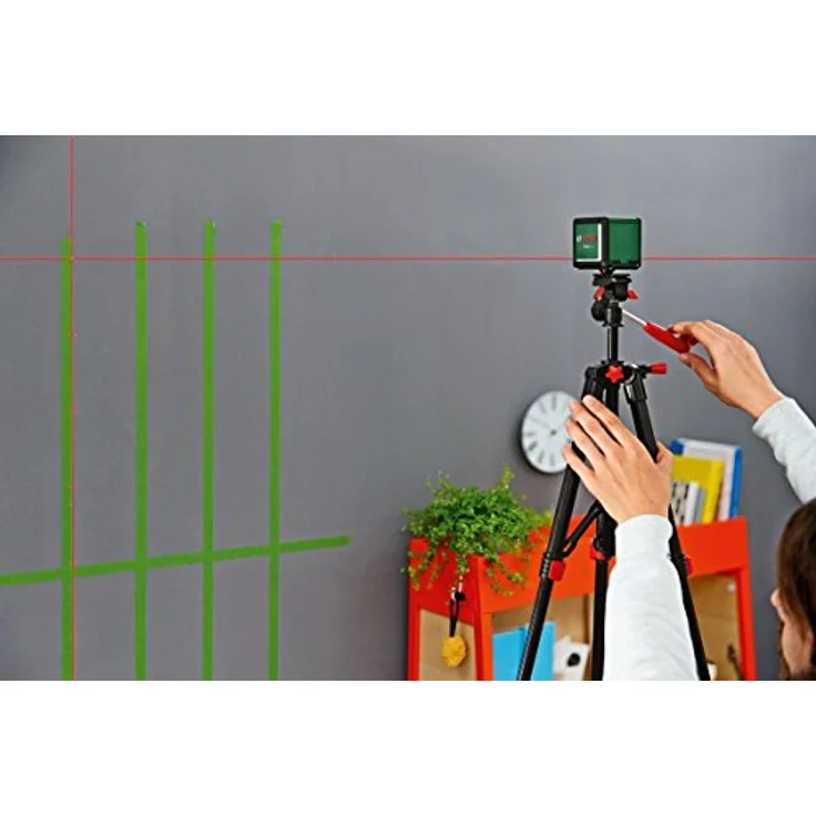 Bosch Kreuzlinienlaser Quigo Plus (mit Stativ, Reichweite 7m, im Karton, Rot Laser mit Stativ ) – Bild 4