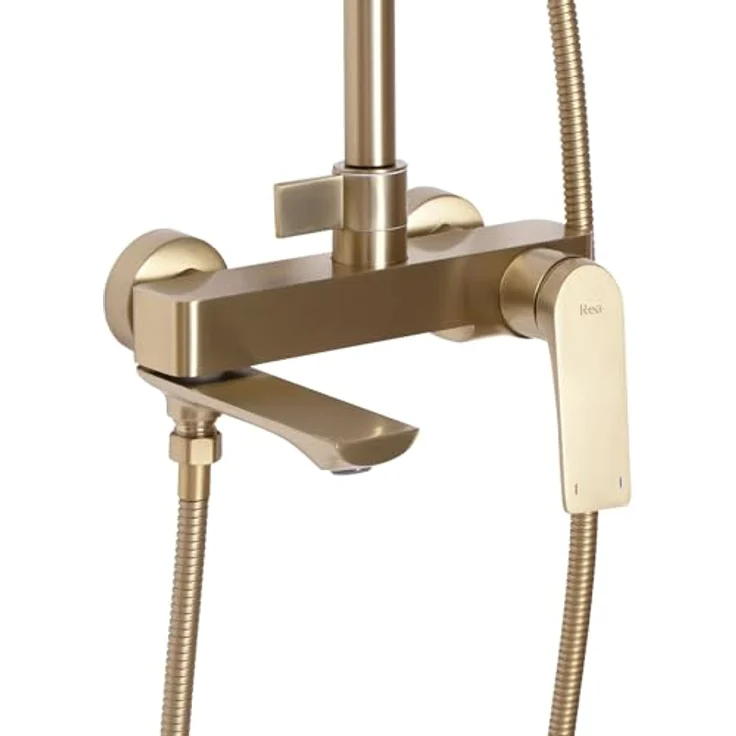 wohnwerk.idee Duschsystem Avalon, Regendusche mit Wannenauslauf, Gold Matt Schwarz Grau Kupfer, modernes Komplettset für stilvolle Badezimmer – Bild 3