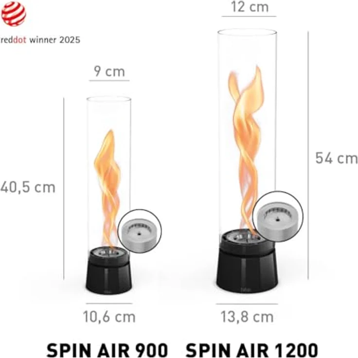 höfats Spin air 900, Tischfeuer in Schwarz – moderner Bioethanol-Tischkamin mit langer Brenndauer, emaillierter Gussfuß und innovativer Bio-Burner-Technologie – Bild 2