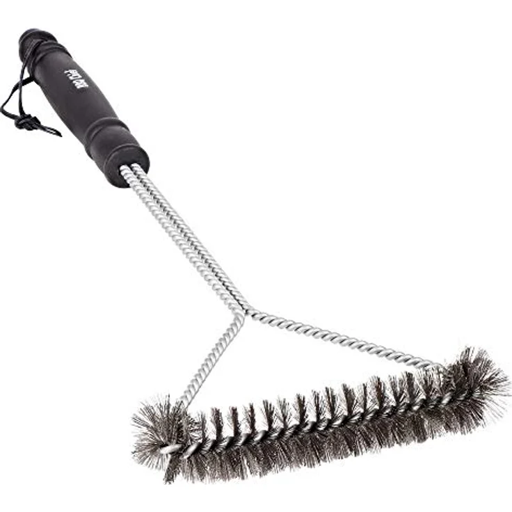 Maxxus BBQ Chief Profi Grillbürste, 40 cm lang, Edelstahlborsten, langer Griff, Lederschlaufe zum Aufhängen, Grill Reinigungsbürste für Grillrost und Gasgrill – Bild 1