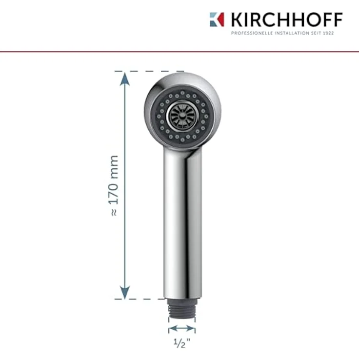 Kirchhoff Küchenarmatur Geschirrbrause, Chrom, 1/2" Anschluss, modernes Design – Bild 5