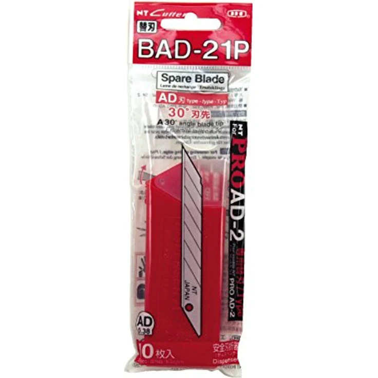 NT Cutter Ersatzklingen BAD 21 P, 30° Klingenbreite 9 mm, silber, 10 Stück in Box – Bild 1