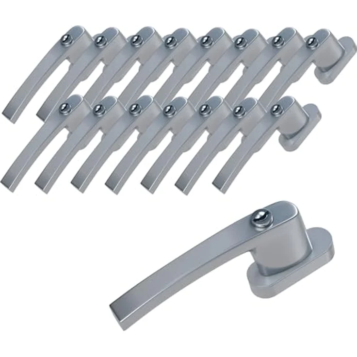 BASI 16er Set abschließbare Fenstergriffe aus Aluminium, Farbe Weiß oder Silber, inklusive 32 Schlüssel, mit Kindersicherung und Stiftlänge 35 mm – Bild 1