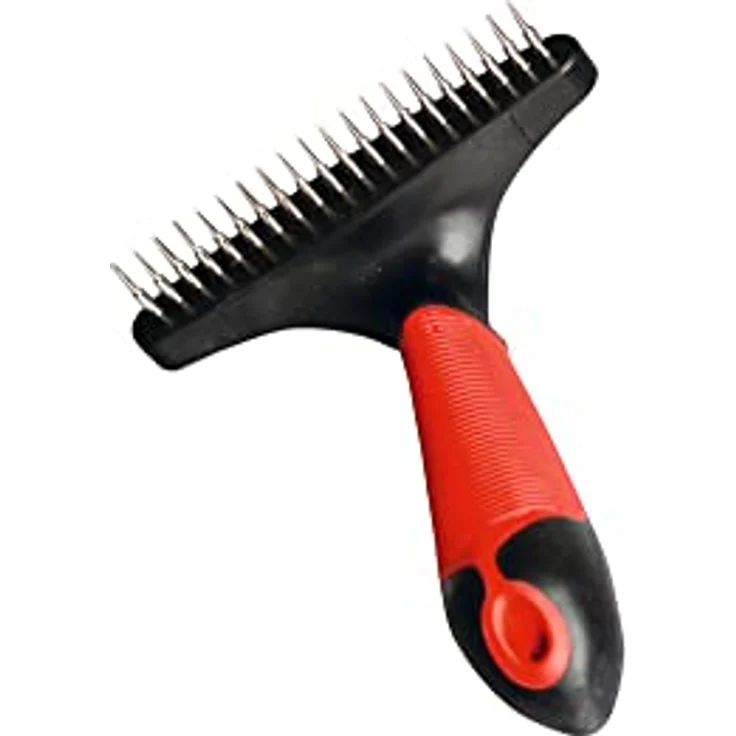 Karlie Unterwoll-Harke - Hundekämme - Gummi - Metallzinken - Rot/Schwarz - Ergonomisch geformter Anti-Rutsch Griff - 15,5x8,5x5,5 cm – Bild 1