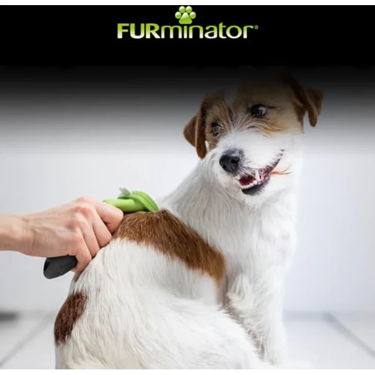 FURminator Unterwollharke Furminator® deShedding - für kurzhaarige Hunde, Metall, für Hunde und Katzen, mit Furejector® und ergonomischem Griff, Größe S, grün – Bild 6