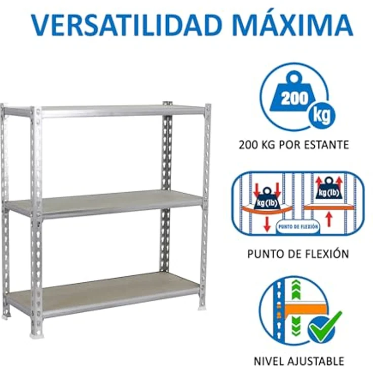 Simonrack Maderclick SuperPlus Metallregal, 3 Böden, Weiß, 100 x 110 x 30 cm, Traglast 200 kg pro Boden, steckbar – Bild 5