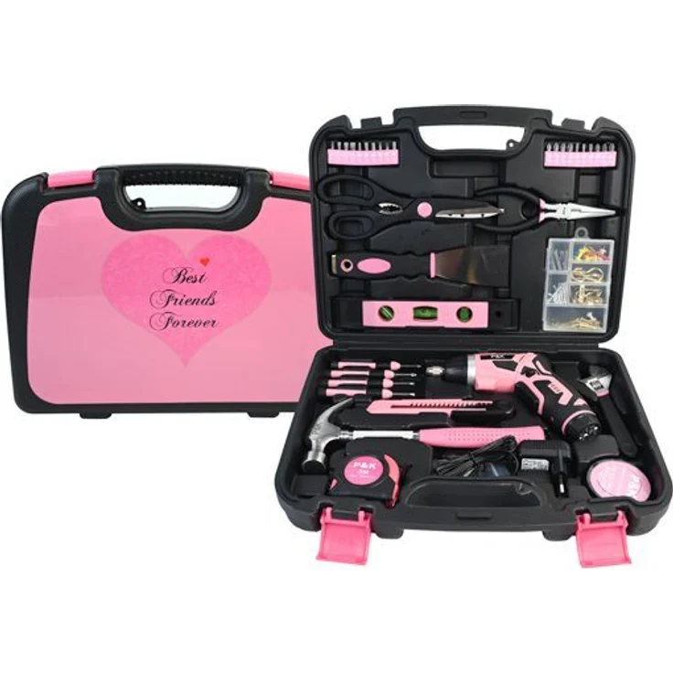 P & K Werkzeugkoffer Best Friends: Personalisierter 136-teiliger Werkzeugkoffer in Pink – Bild 1