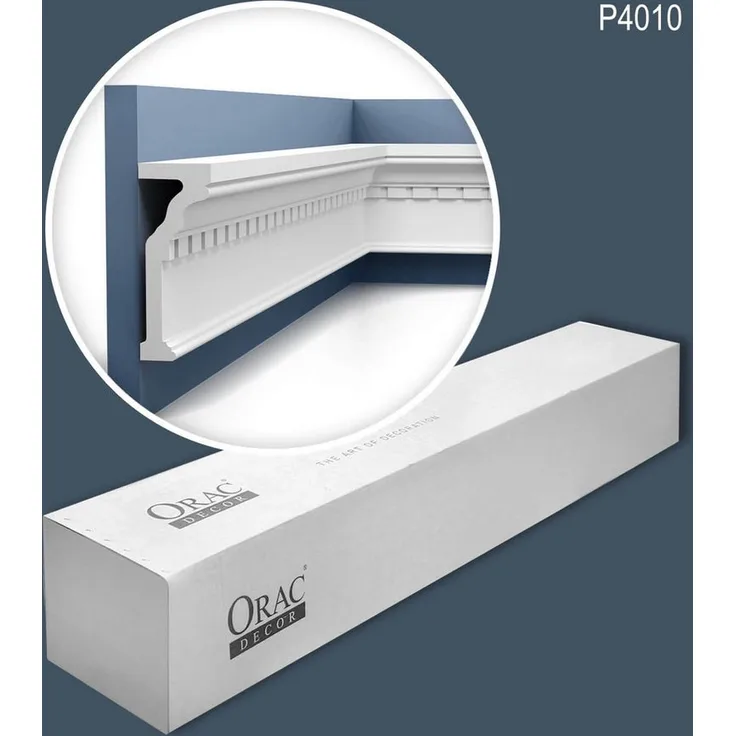 Orac Decor P4010-box, Zierleiste Wandleisten Set mit 6 Friesleisten, Purotouch®, 12 m, weiß