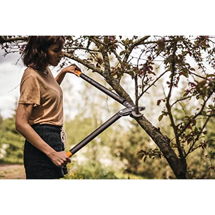 Fiskars PowerGear II Bypass-Getriebeastschere für frisches Holz, Antihaftbeschichtet, Gehärteter Präzisionsstahl, Länge 70 cm, Schwarz-Orange, L78, 1000584 – Bild 10