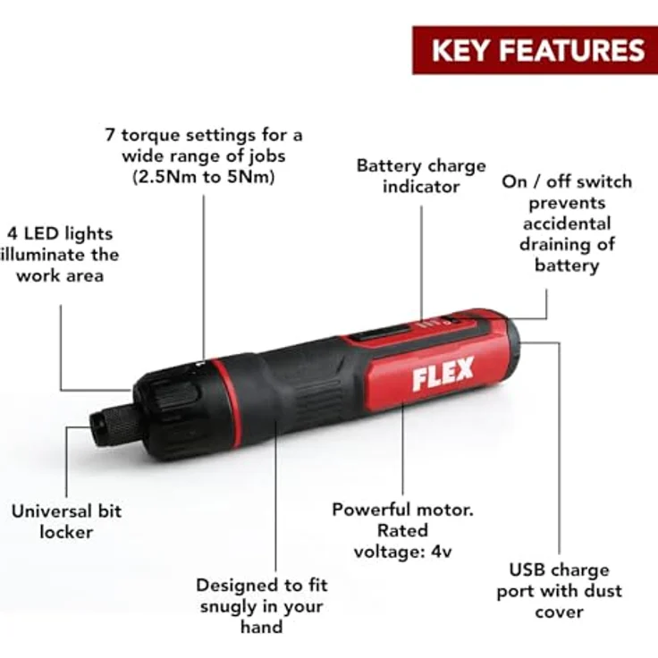 FLEX SD 7-320 4, Akku-Schraubendreher im Hosentaschen-Format mit 4 V, LED-Licht und USB-C Ladeanschluss – Bild 2