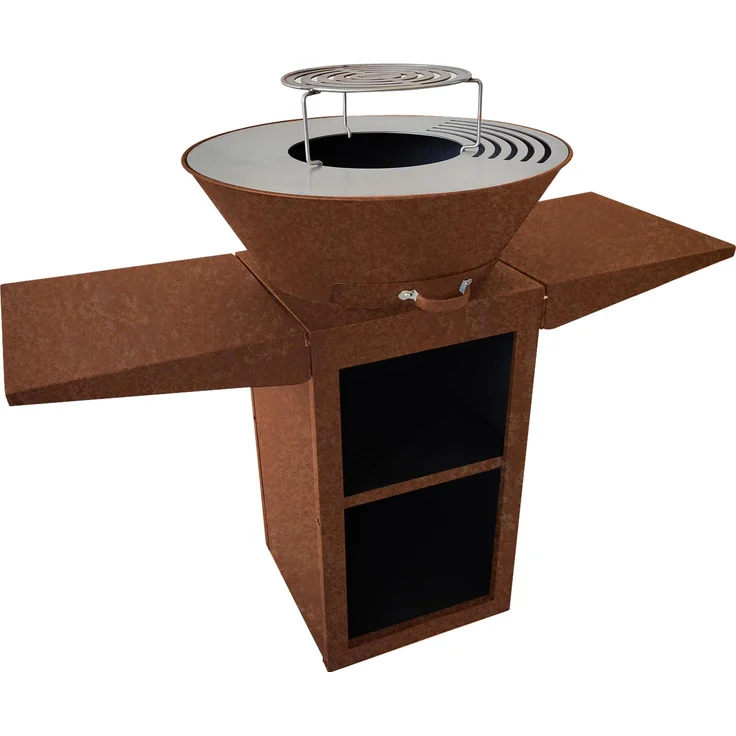 Purline Efp57, Grill mit weißer runder Platte, Edelstahlgrill und Ständer aus Stahl, 60 cm Durchmesser