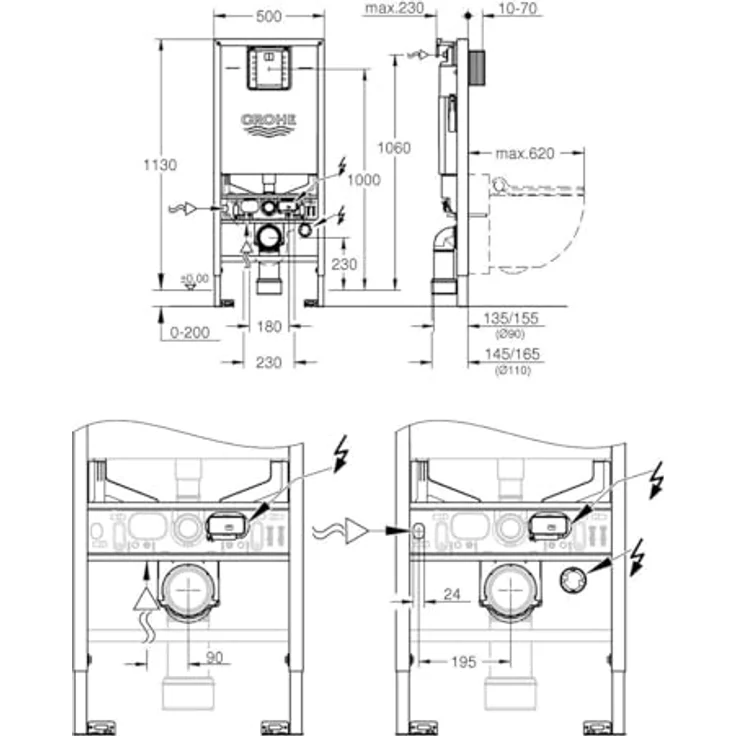 GROHE Rapid SLX 3in1 WC 6 l, Werkzeugfreie Installation, Geräuschkontrollsystem, 1,13 m – Bild 3