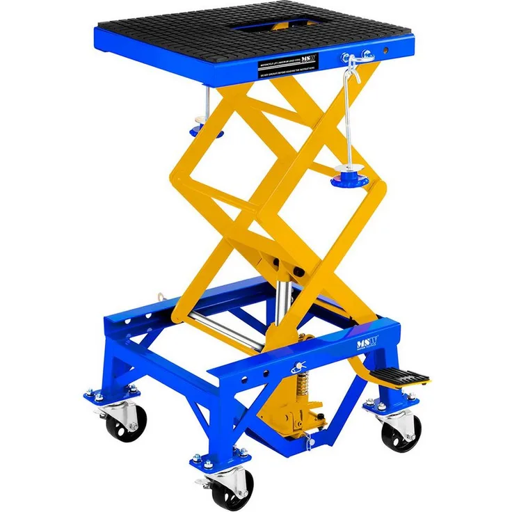 "MSW Motorradheber Scherenhebebühne 135 kg - Rollen, höhenverstellbar, Stahl"