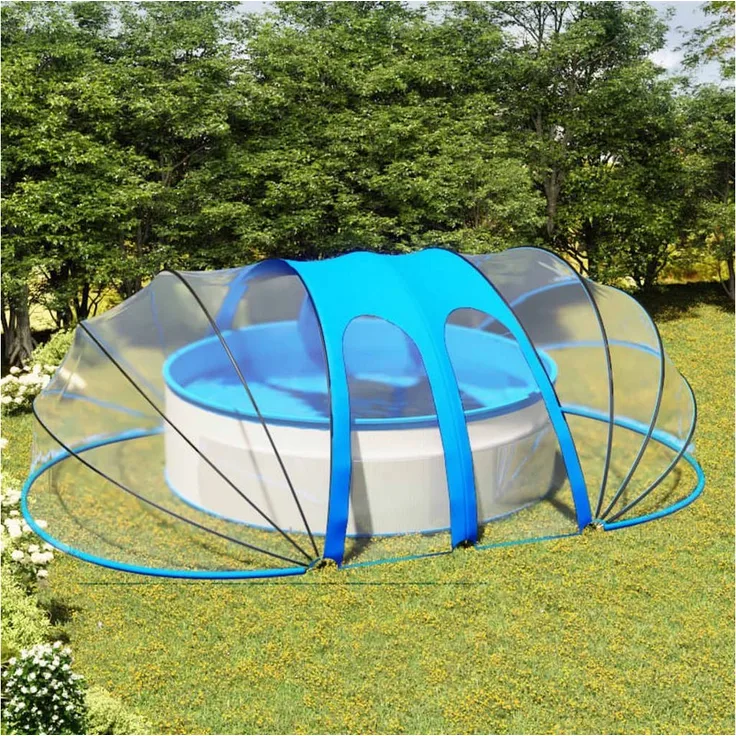 furnicato Poolüberdachung Pool-Kuppel Oval 620x410x210 cm, PVC mit UPF 30 Schutz, zwei aufrollbare Türen, für Pools bis 580x370 cm