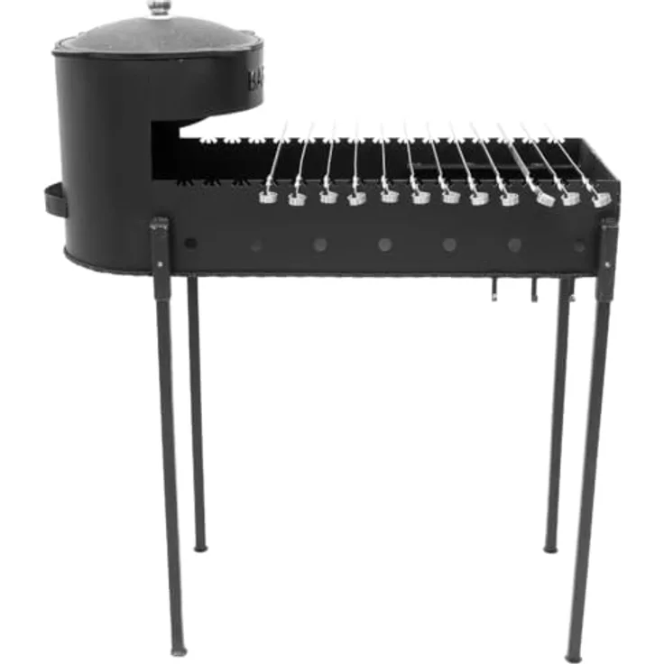 FlameFusion Mangal inkl. 6 Liter Kazan Gusseisen BBQ Holzkohlegrill Schaschlikgrill Outdoor Grill Mangalgrill in Schwarz