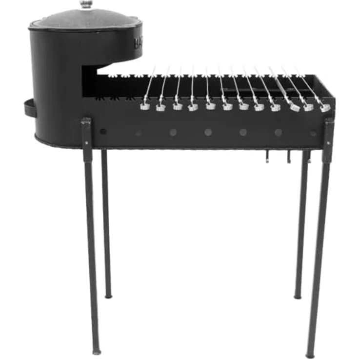 FlameFusion Mangal inkl. 6 Liter Kazan Gusseisen BBQ Holzkohlegrill Schaschlikgrill Outdoor Grill Mangalgrill in Schwarz – Bild 1