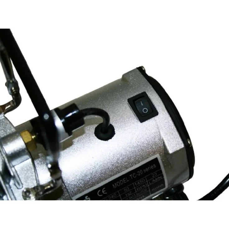 Bc-elec TC-20B, ölfreier Mini-Kompressor für Airbrush, leise 47 dB, max. Druck 4 bar, grau – Bild 2