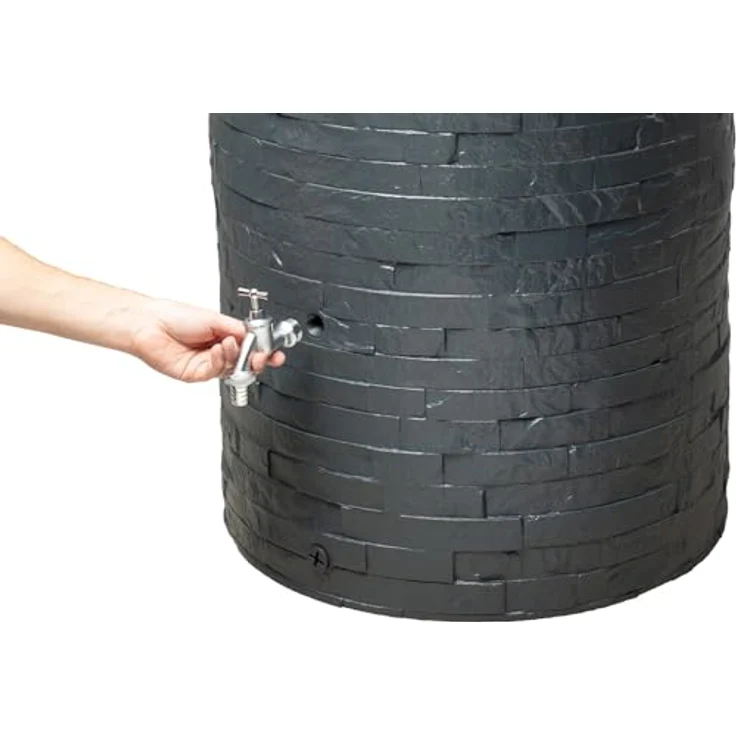 Garantia Muro Regenspeicher Komplett-Set 260 Liter Graphite Grey inkl. Chrom-Auslaufhahn & Fallrohranschluss – Bild 5