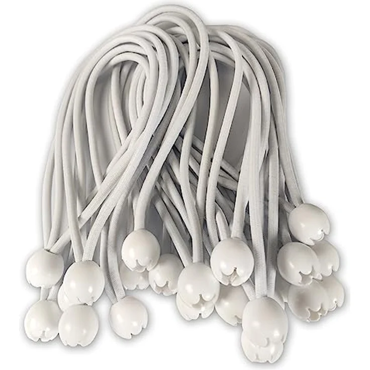 Dreamprint 25x Spanngummi mit Kugel 250 mm Weiß Planenspanner, Expanderschlingen, Planenhalter, Planengummi, Gummispanner, Zeltgummi, Expander für Zelte, Planen, Pavillons – Bild 2