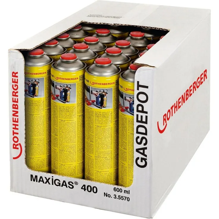 Rothenberger Gaskartusche, Hochleistungs-Schweiß- und Schneidgas mit 13.270 W Nennleistung, 150 min Betriebsdauer und Piezo-Zündung