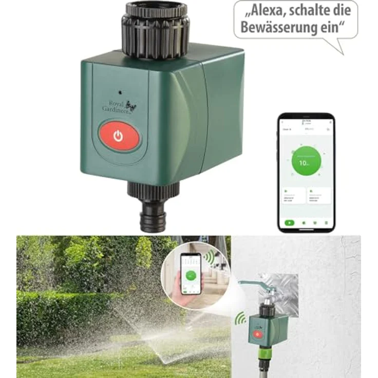 Royal Gardineer Elesion WLAN-Bewässerungscomputer BWC-610 mit Ventil, Wetterdatenabgleich via App, sprachsteuerbar, bis zu 10 Bewässerungszyklen pro Tag – Bild 2